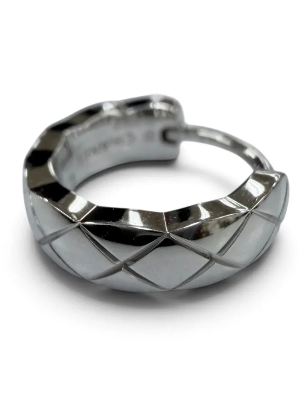 Chanel Coco Crush Collection Single Mini Hoop Earring White Gold